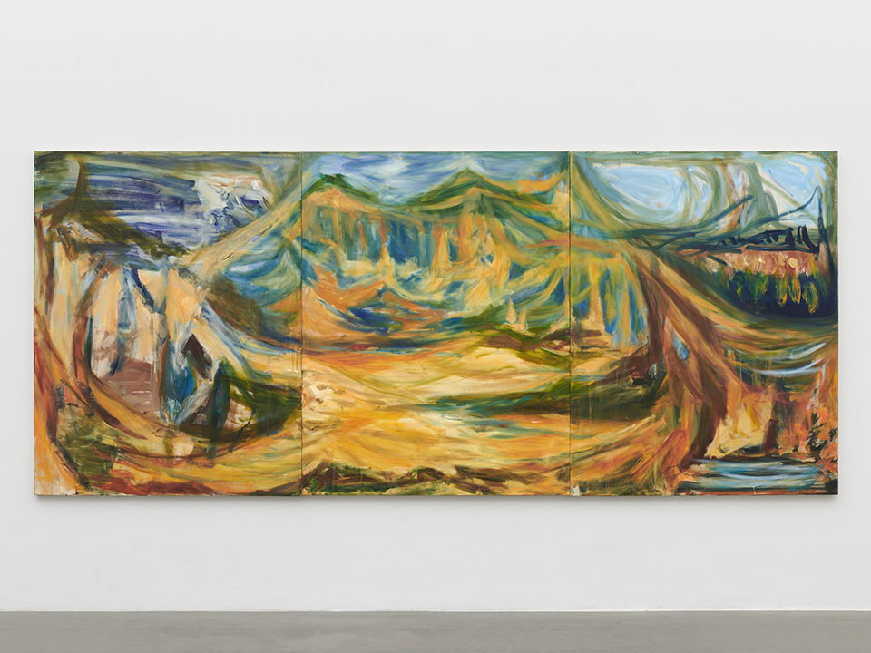 Sarah Cunningham
I Will Look Into the Earth, 2023
Oil on Canvas
180 x 420 x 4 cm
70 7/8 x 165 3/8 x 1 5/8 in
 Sarah Cunningham's painting displayed at the Lisson Gallery.